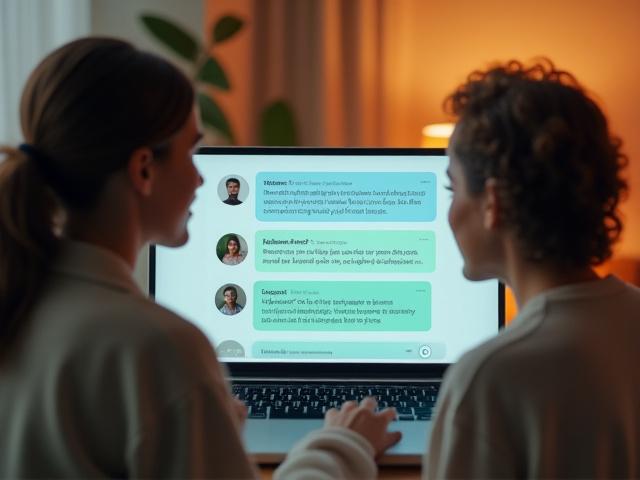 Stylized mockup of a friendly online forum discussion with diverse adults sharing experiences